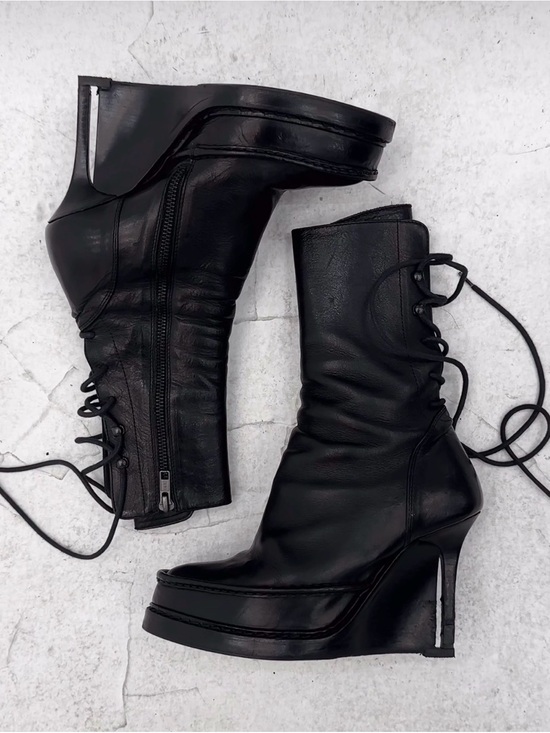 Ann Demeulemeester Shoes - ISO ANN DEMEULEMEESTER WEDGE BOOTS LACE UP BACK